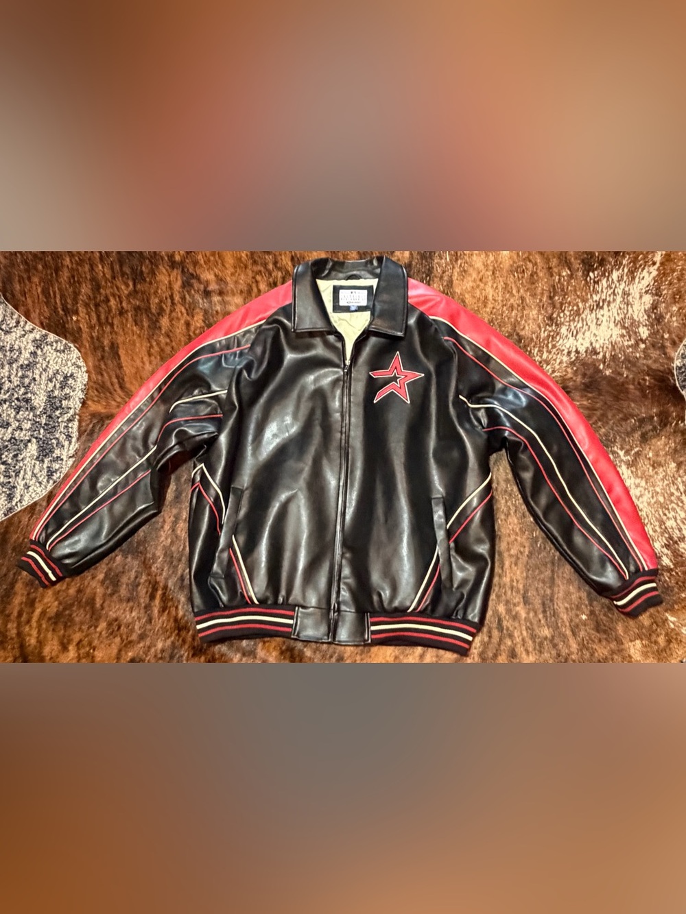 Vintage Houston Astros Baseball G-III Carl Banks Leather Faux Jacket Mens Sz XXL